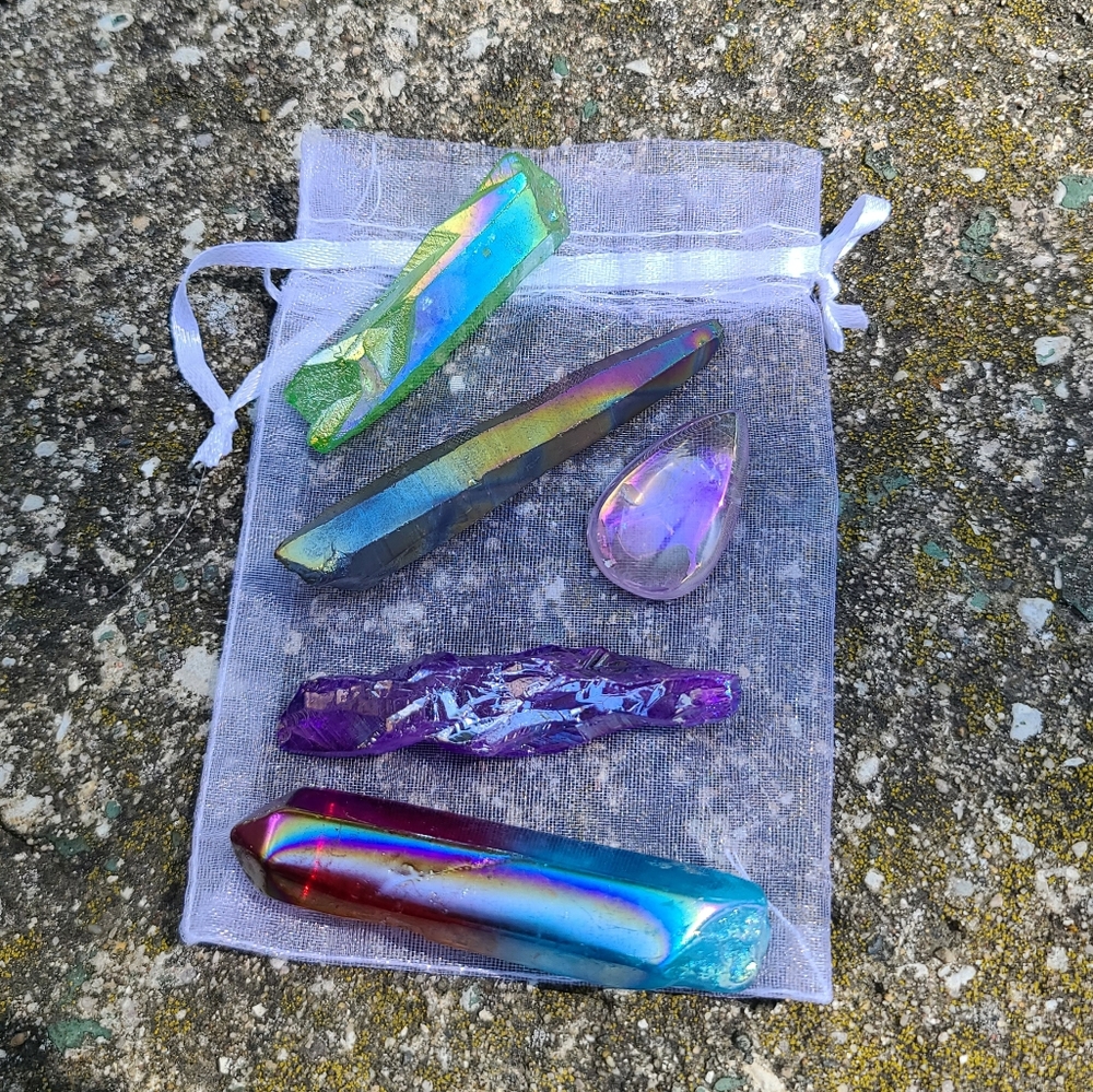 🌌 AURA QUARTZ 5 piece crystal set 🌌